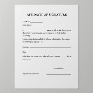 Affidavit of Signature for US Citizen